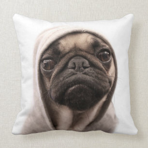 Pug In A Hoodie Throw Pillow