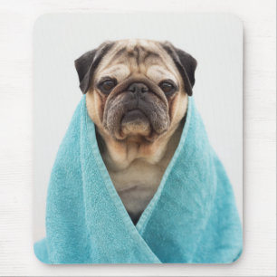 Pug in a Towel Mouse Pad