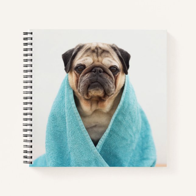 Pug in a Towel Notebook (Front)