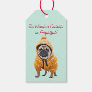 Pug in a Tracksuit "Frightful Weather" Gift Tag