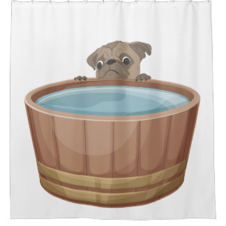 Pug in a Tub Shower Curtain