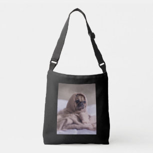 Pug In Blanket Cute Pug Dog Lover Gift Crossbody Bag