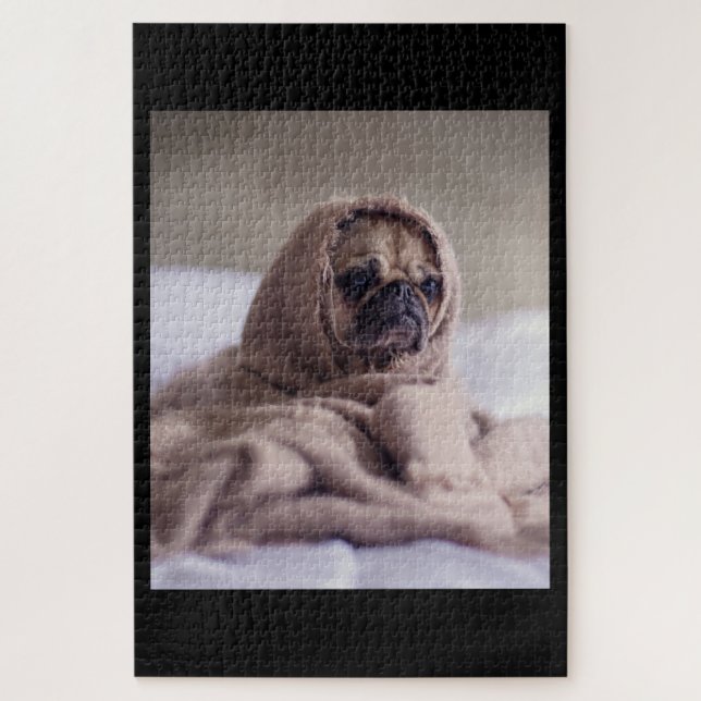 Pug In Blanket Cute Pug Dog Lover Gift Jigsaw Puzzle (Vertical)
