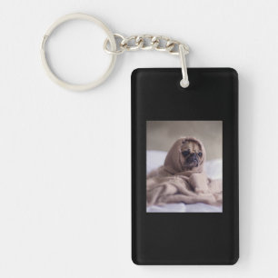 Pug In Blanket Cute Pug Dog Lover Gift Keychain