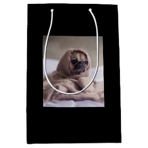 Pug In Blanket Cute Pug Dog Lover Gift Medium Gift Bag