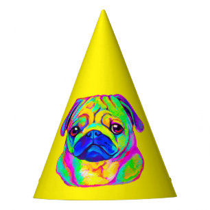 Pug in Colours Birthday Party Hat