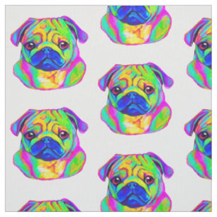 Pug in Colours Fabric