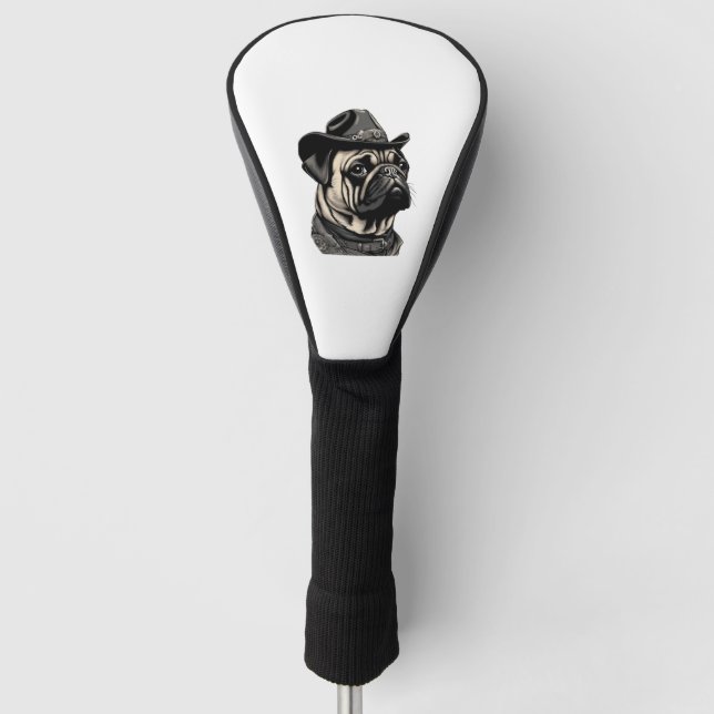 Pug in cowboy hat Classic T-Shirt Golf Head Cover (Front)