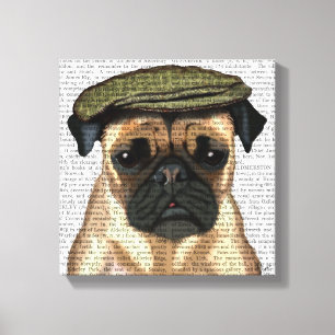 Pug in Flat Cap Canvas Print