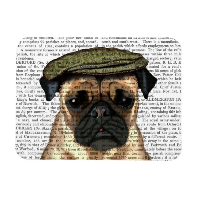 Pug in Flat Cap Magnet (Horizontal)