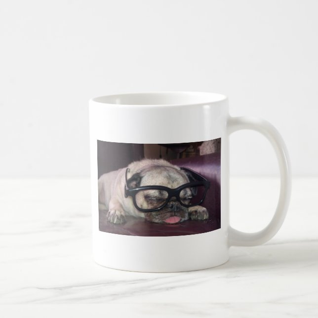 Pug In Glasses Coffee Mug (Right)