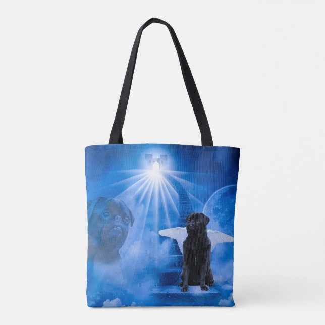 Pug in Heaven as Angel Sympathy Tote Bag (Back)