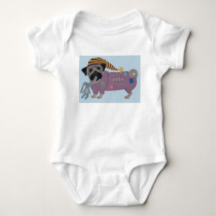 Pug in PJs  Baby Bodysuit