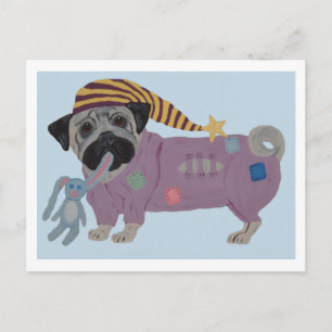 Pug in PJs Holiday Postcard