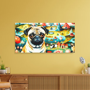 Pug In The Garden of Earthly Delights Canvas Print