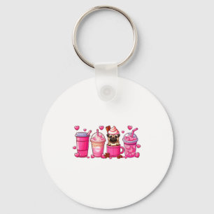 Pug Inside Cup Coffees Lover Valentines Day Heart  Keychain