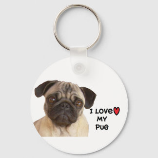 Pug Keychain"I love my Pug Keychain