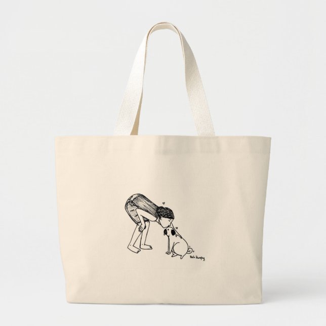 Pug Kisses Large Tote Bag (Front)