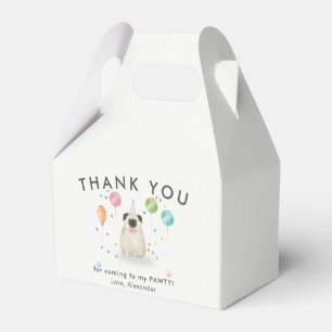 Pug Lets Pawty Puppy Dog Birthday Thank You Favor Box