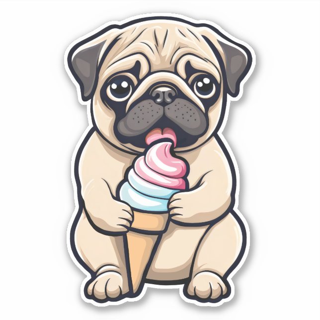 Pug licking ice cream (Front)