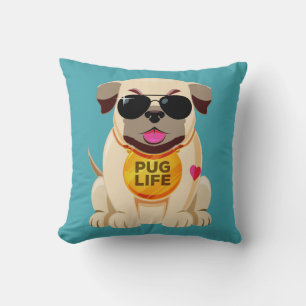 Pug Life custom colour throw pillows