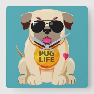 Pug Life custom colour wall clock