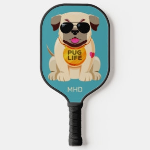 Pug Life custom monogram & colour Pickleball Paddle