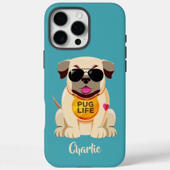 Pug Life custom name & colour phone cases (Back)