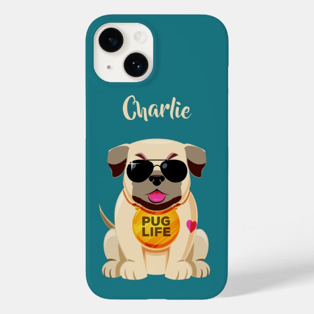 Pug Life custom name & colour phone cases (Back)