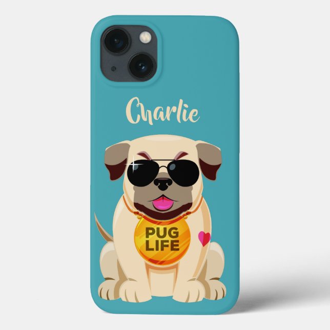 Pug Life custom name & colour phone cases (Back)