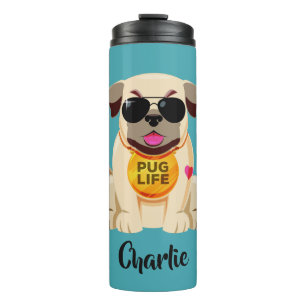 Pug Life custom name & colour tumbler