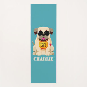 Pug Life custom name & colour yoga mat