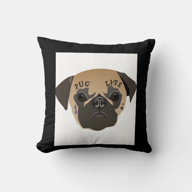 Pug Life Cute Pug Lover Gift Throw Pillow (Front)