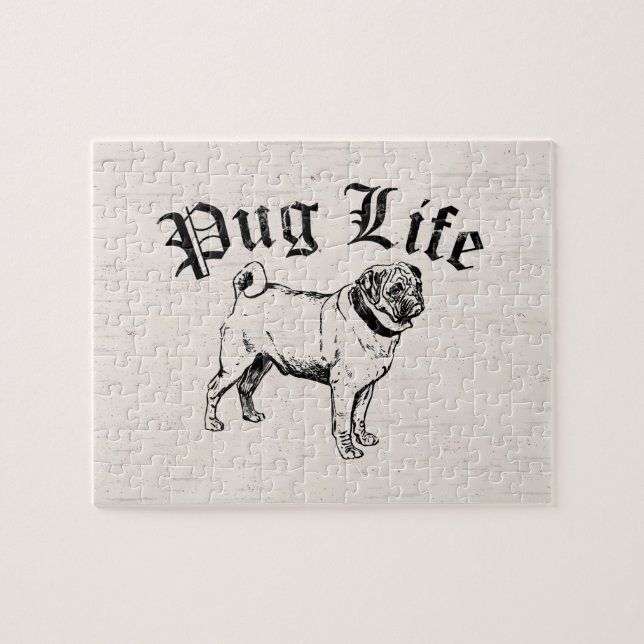 Pug Life Funny Dog Gangster Jigsaw Puzzle (Horizontal)