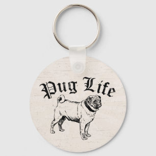 Pug Life Funny Dog Gangster Keychain