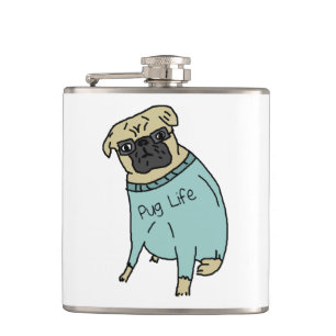 Pug Life - Funny Dog In A Sweater Hip Flask