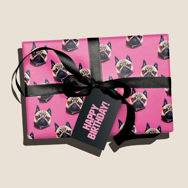 Pug Life - Pink wrapping Paper (Creator Uploaded)