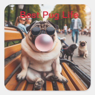 Pug life square sticker