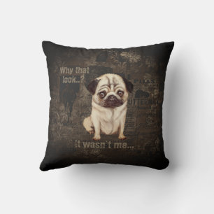 PUG life steampunk loft industrial custom name Throw Pillow