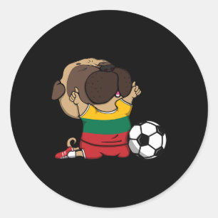 Pug Lithuania Soccer Fans Jersey Lithuanian Footll Classic Round Sticker