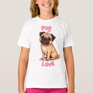 Pug Love – Cute Cartoon Pug Dog Illustration with T-Shirt