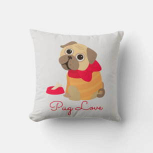 Pug Love cute pug dog animal Throw Pillow