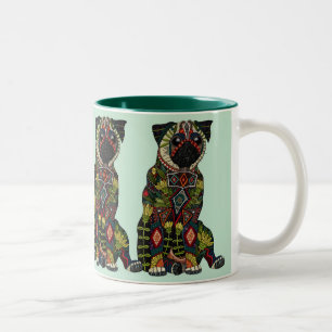 pug love mint Two-Tone coffee mug