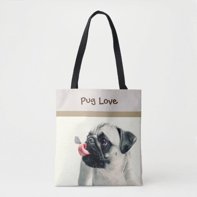 Pug Love - PERSONALIZE - Handbag / Tote (Front)