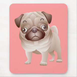 Pug Love Puppy Dog Pink Mouse Pad