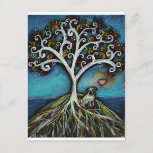 Pug Love Tree of Life Postcard