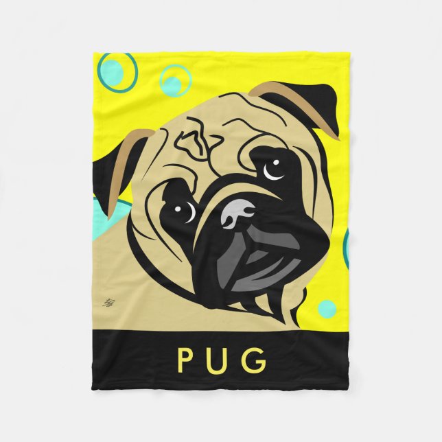 Pug Lover Gifts Fleece Blanket (Front)