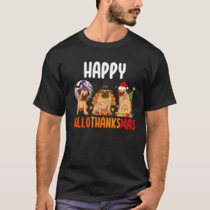 Pug Lover Halloween Merry Christmas Happy Hallotha T-Shirt