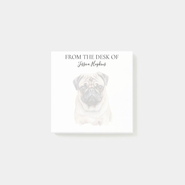 Pug Lover Monogrammed Dog Post-it Notes (Front)