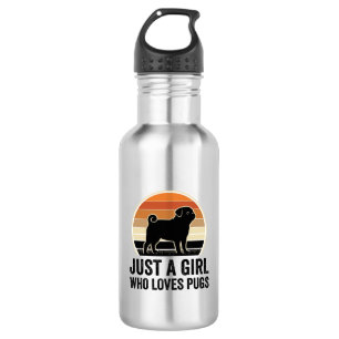 Pug Lover Vintage Just A Girl Dog Shirt Design_1 532 Ml Water Bottle